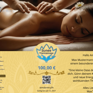 Thaimassage Gutschein von Sunee Thaimassage. Online Buchbar